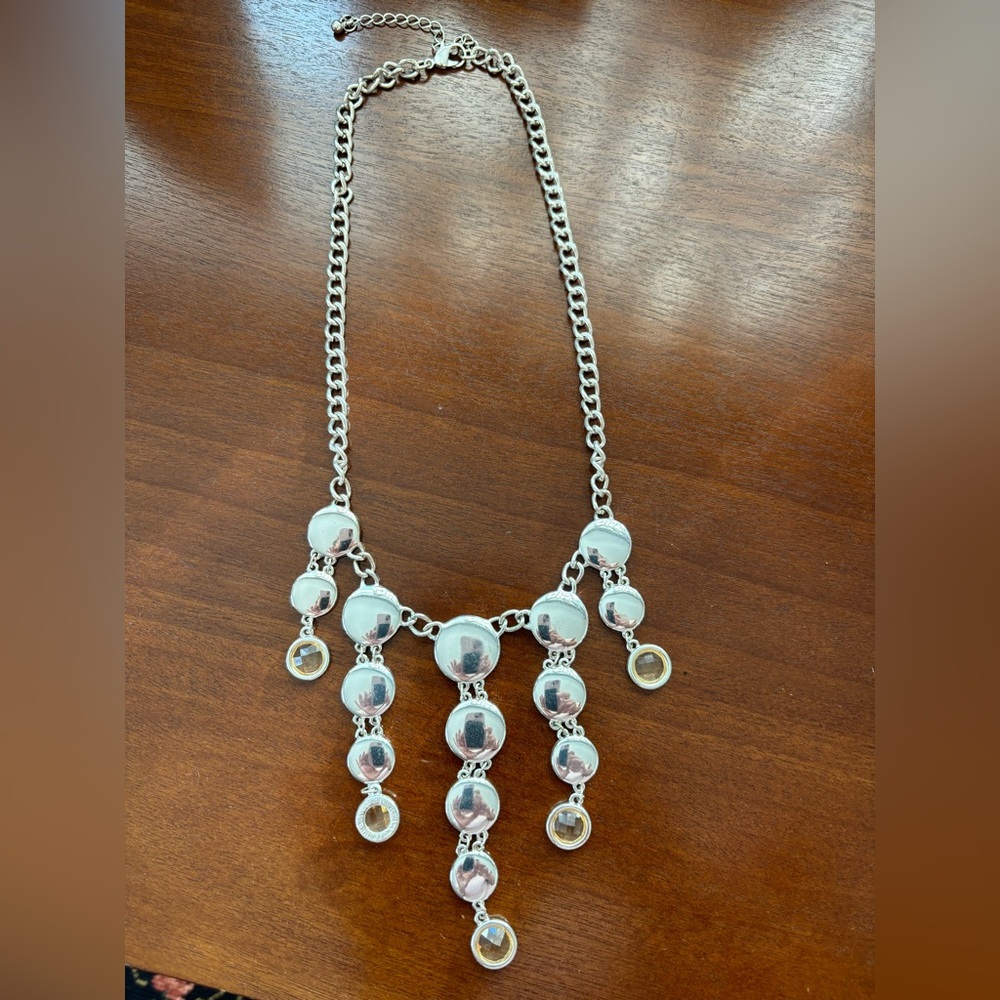 Silver tone cascade necklace